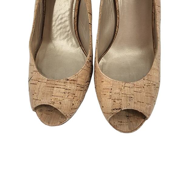 Stuart Weitzman Cork Leather Ankle Strap Slingback Platform Heel Size 8.5M - Picture 7 of 7